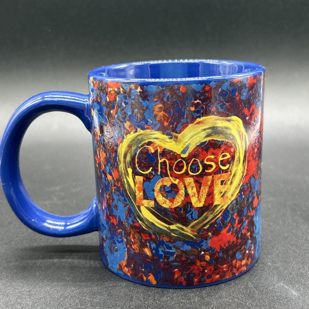 Penzey's Choose Love Coffee Tea Cup Mug Blue Planet , Vote, Democracy Heart ❤️